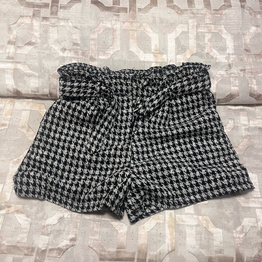 Black and White Houndstooth Shorts